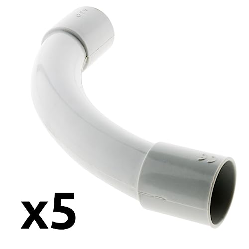 Zenitech - Set Von 5 Kurven Für IRL Rohr Ø25mm - Hergestellt Aus Hart-PVC Für Langlebigkeit - Schnelle Installation Auch In Engen Räumen - Optimiert Installationen - Grau - Ø25mm
