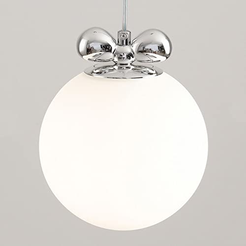 AADDFDD Lámpara de Noche Francesa Ligera para Dormitorio, lámpara de Techo Decorativa con Forma de Arco Cromado para habitación de niña, con Pantalla de Globo de Cristal Blanco, Base G9.