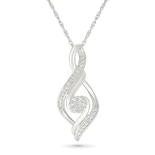 DGOLD Sterling Silver Round Diamond Fashion Pendant (0.03 cttw)