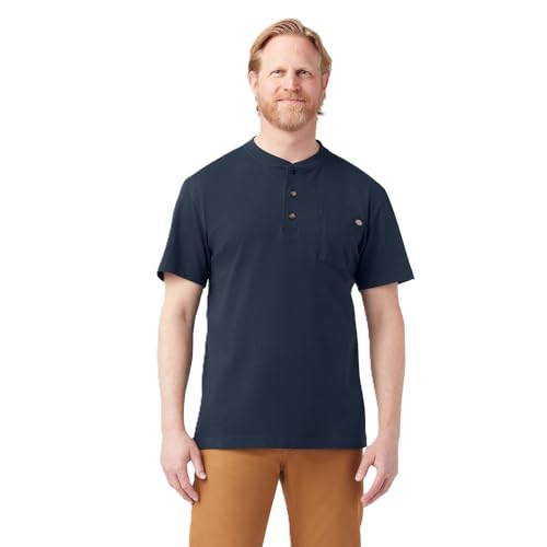 Dickies Men's Heavyweight Henley, Dark Navy, Medium