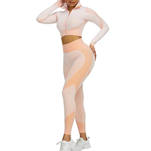 JOYMODE Women's Workout Sets 2 Piece Seamless Textured High Waist