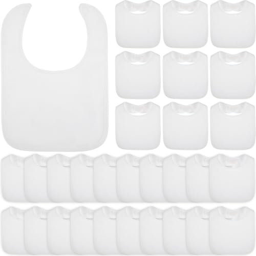 Toulite 50 White Baby Bibs – Reusable Waterproof Double-Sided Cotton Feeder Bibs