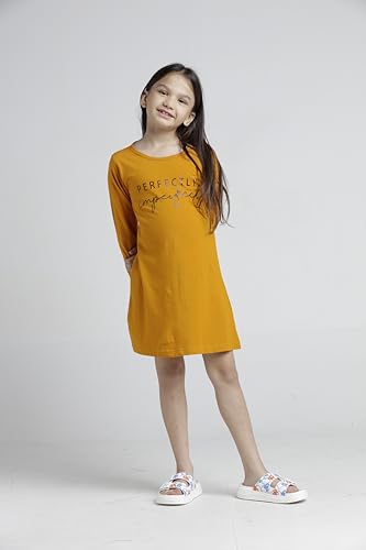 Image of T2F Girls Cotton Printed Regular Fit Full Sleeve Knee Length Nightgown (Pack of 3)