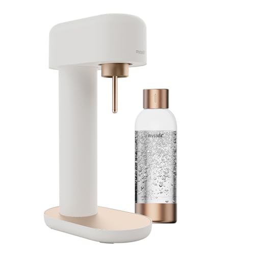 Mysoda Ruby 2 - Machine à eau pétillante design avec une bouteille d'eau en PET (sans cylindre de CO2) - Blanc-Cuivre