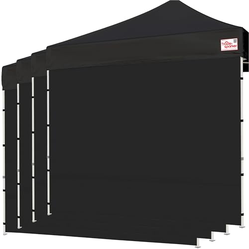 Image of Tradesparker 10x10 Pop up Canopy Sidewall Kit Only, 3 Sidewalls & 1 Doorwall Removable Zipper End Fit for Commercial Instant Tent Canopies,NOT Excluding Top and Frame,Black