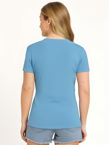 Image of V Neck T Shirts for Women, Athletic Short Sleeve Workout Top, UV Sun Protection, Quick Dry Moisture Wicking Shirts for Women