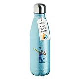 Huuraa Flasche Volleyballer bunte Silhouette Geschenk 500ml Blue Wasserflasche Volleyballer...