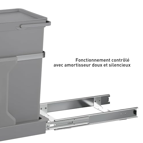Poubelle cuisine tri 2 compartiments EKO sous évier coulissante 35L