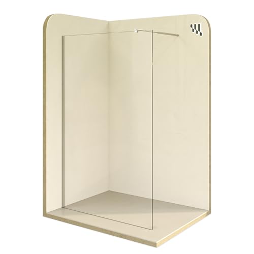 i-flair Duschabtrennung Walk In FIONA 140x200 cm Duschwand Dusche 10mm STARK aus DURCHSICHTIGEM NANO ESG Sicherheitsglas mit EDELSTAHL Wandprofil #740