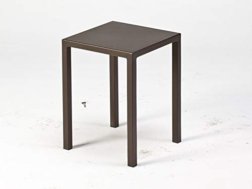 ALTIGASI Table carrée 40 x 40 x 45 H cm en Fer galvanisé et Verni Couleur Gris Antique - Hauteur idéale également comme Tabouret pour Table