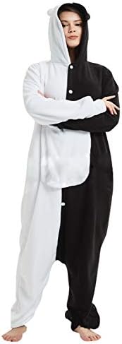 Unisex Adult Monokuma Bear Onesie Pajamas Anime Jumpsuit Danganronpa Cosplay Costume (Medium, White)
