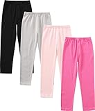 JARMAKO Toddler Girls' Soft Cotton Pants, 4-Pack Leggings, Black, 4T