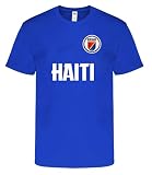 Haiti Team Soccer T-Shirt, 100% Cotton, Short Sleeve, Classic Fit, Multiple Colors with DTF Logo, Crew Neck (US, Alpha, Large, Regular, Regular, Royal)