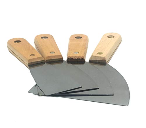 Brufer 208593 Drywall Taping Knife Set With Wood Handles - 4 Pack Set Includes 2, 3, 4, And 5 Inch Flexible Steel Putty Knife Wall Scrapers #TOP1