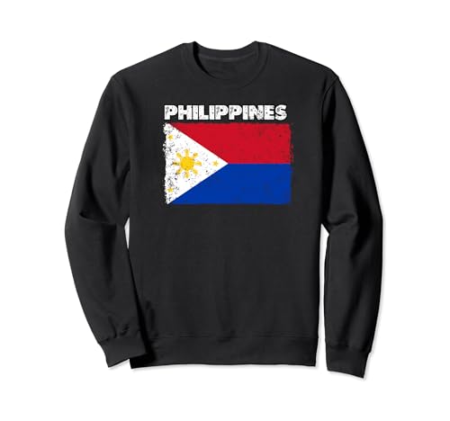 filippine, bandiera paese, con, grunge, invecchiato, stile Felpa