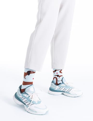 Many Mornings Witzige ungleiche Socken mit Dackel-Motiv Größe 43-46 für Damen und Herren Lustige Baumwollsocken