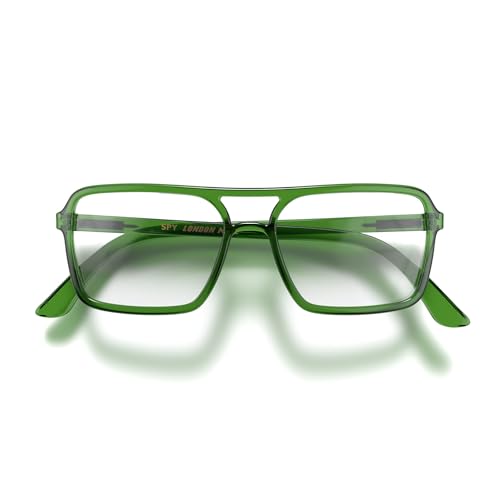 LONDON MOLE Eyewear | Spy Reading Glasses | Rectangular Glasses | Mens/Womens Reading Glasses | Unisex | Spring Hinges | Transparent Green | magnification +2.5