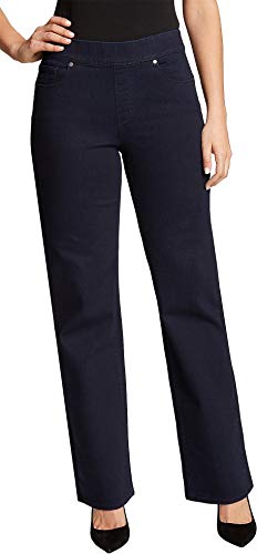 Gloria Vanderbilt Womens Solid Wide Leg Pull On Pants 10 Rinse Blue