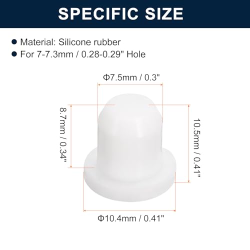 Image of uxcell 16 Pieces White Rubber Stopper, 7.5mm Plug Holes for 7-7.3mm /0.28-0.29 inch Hole