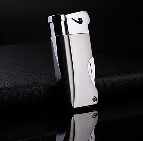 Butaan Jet Aansteker Met Pijp Tool Pijp Staaf Aansteker Mannen Compacte Butaan Sigaret Accessoires Aansteker GEEN GAS (Color : Silver) - Image 3