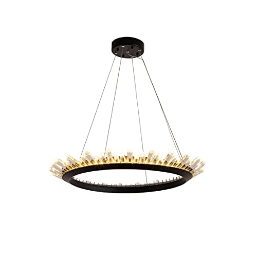 Lámpara colgante decorativa, candelabro LED de cristal moderno, lámpara colgante redonda, lámpara de techo de metal ajustable, luces colgantes compatibles con sala de estar, comedor, dormitorio, cocin