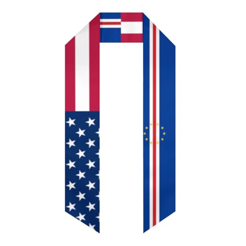 America Flag and Cape Verde Verdean Flag Graduation stole sash flag graduation sash for International Student flag scarf