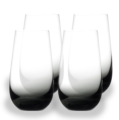 Crystal Ombre Glasses- Highball 520ML or Old Fashioned Glass 350ML- in Onyx Black, Emerald Green or Amber Yellow- Perfect for Whiskey, Wine, Cocktails, Juice and Water- Set of 4 (Onyx Black, 520ML) by B BRILLI BRILLIANT - Image 2