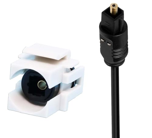 DIYTECH Toslink Keystone Jack, Female to Female SPDIF Coupler, Includes Optical Audio Cable, White (1 Pack)