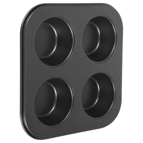 HOLIDYOYO Moule à Muffins 4 Compartiments Antiadhésif Noir Plaque de Cuisson Résistante Haute Température Moules à Cupcakes pour Pâtisserie Maison et Professionnelle
