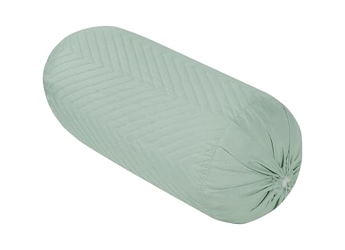 Image of RD TREND Glace Cotton Quilted Bolster Cover Size-16x32 Inches | Soft & Durable Cylindrical Pillow Cover for Bolster Pillow | Perfect for Sofa, Diwan,Couch & Bed Decor (Peista Green)