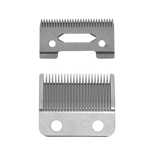 StyleCraft Replacement Fixed Stainless Steel Taper Hair Clipper Blade with Moving Ceramic Deep Tooth Cutter Set