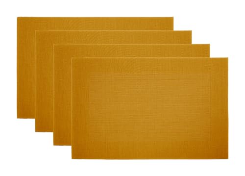 BIANCHERIAWEB Set Tovagliette Americane Cucina Antiscivolo in Tinta Unita Lavabili Set 4 Senape