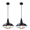 SaiPIS Farmhouse Pendant Light Fixtures, E26 Base Retro Pendant Lighting for Kitchen Island, Industrial Vintage Barn Hanging Lights with Adjustable Cord & Metal Cage(Black Set of Two) SaiPIS Farmhouse Pendant Light Fixtures, E26 Base Retro Pendant Lighting for Kitchen Island, Industrial Vintage Barn Hanging Lights with Adjustable Cord & Metal Cage(Black Set of Two)