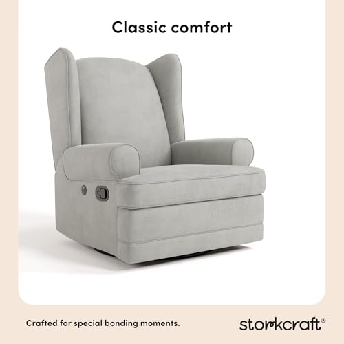 Image of Storkcraft Serenity Glider Recliner Nursery Rocking Chair with USB, Steel