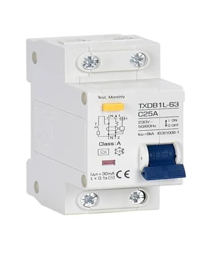 Disyuntor de corriente residual de 40A y 30mA clase AC con protección de sobrecarga 3