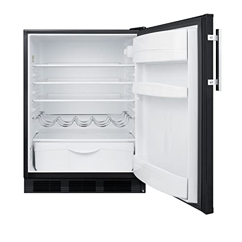 Summit Appliance Ff63Bk Freestanding Residential Counter Height 24" Wide All-Refrigerator In Black Exterior With Auto Defrost, Deluxe Interior, Pro Style Handle And Adjustable Thermostat #TOP6