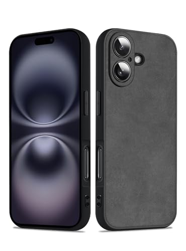 Coque iPhone 16 en daim PU gris antichoc et légère pour smartphone 6,1 pouces