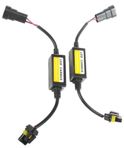 Racoona 1070LEDDDJMQ001 Led Headlight Decoder, H13/9008 H1/H3 H11/H8/H9 9006/Hb4/9012 Warning Error Decoder Canceller Capacitors Resistor,Car Accessories Anti Flicker Harness cover