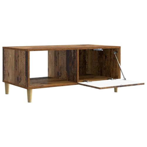 Table de salon rectangulaire en bois d'ingénierie et eucalyptus