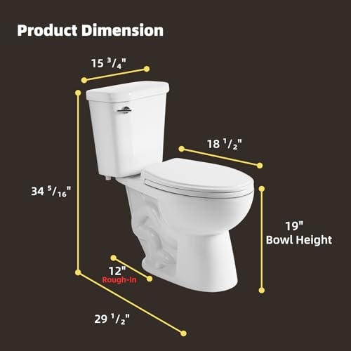 Los Flexi 19 Inch High Toilet, Los Flexi Ada & Elongated Extra Tall Toilet For Seniors, Comfort Height Two-Piece Toilet With Soft-Close Seat,12 Inch Rough-In thumb #6