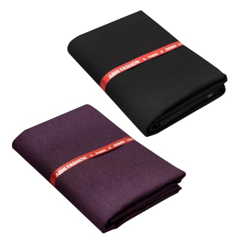 Image of Abhi Fashion Men's Cotton Feel Blend Formal Unstitched Combo Trouser Fabric For Men (Pack Of 2)