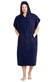 CityComfort Badeponcho Damen und Herren Kapuzenhandtuch, Baumwolle Frottee Surf Poncho (S/M, Marineblau)