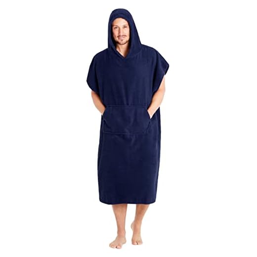 CityComfort Poncho De Toalla con Capucha para Adultos Bata para Cambiarse con Bolsillos | De Algodón 100% | para Hombre Y Mujer Ideal para Vacaciones, Triatlón, Playa, Baño (S/M, Azul Marino)