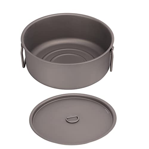 Olla de Titanio para 3-5 Personas, Olla de Cocina Portátil con Asas Plegables, Ligera y Resistente para Camping y Senderismo - Alta Durabilidad, Diseño Compacto, Ideal para