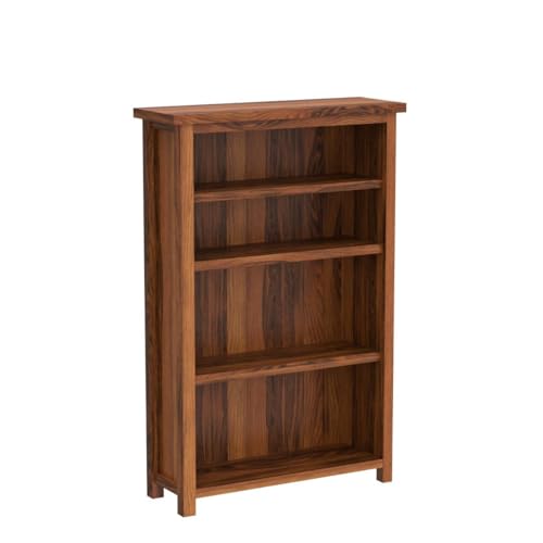 Image of ANGEL FURNITURE Solid Sheesham Wood Antonio Large Bookshelf Large, Honey Finish, Semi-Gloss, 90x30x135CM