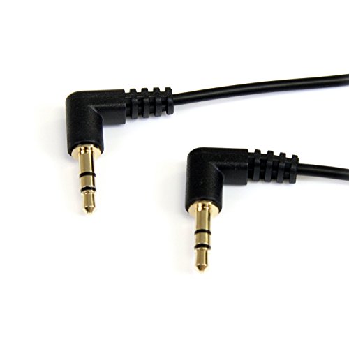 StarTech.com 6 ft. (1.8 m) Right Angle 3.5 mm Audio Cable - 3.5mm Slim Audio Cable - Right Angle - Male/Male - Aux Cable (MU6MMS2RA), Black