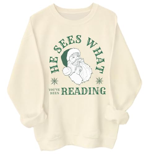 He Sees What You've Been Reading Sweatshirt, Funny Bookish Christmas