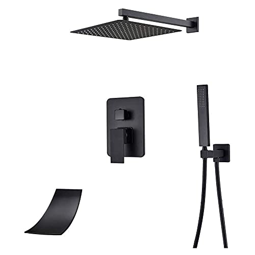 Système de douche de pluie noire mate murale pour remplacer votre robinetterie