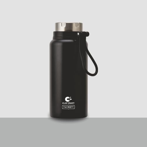 Image of CLAY CRAFT VACBOTT Topaz Uno Double Walled|18 Hours Hot and 24 Hours Cold Vacuum Insulated|Thermosteel|Flask Bottle 900 ml Steel Bottles for Travelling|BPA-Free|BIS Certified|1Year Limited Warranty