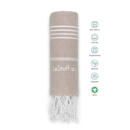 LeStoff Premium Hammam Towel, 100% Organic Cotton, Pre-washed Sustainable Absorbent & Quick-drying, Beach, Bath, Shower, Yoga - Image 2